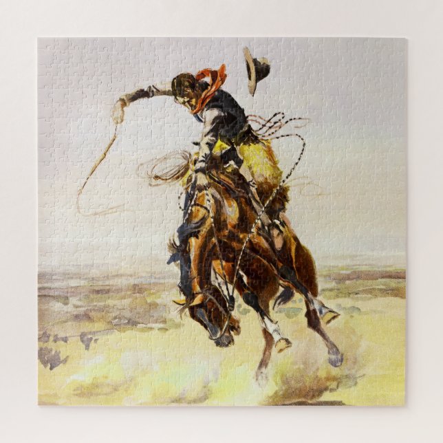“A Bad Hoss” by Charles M Russell Jigsaw Puzzle (Vertical)