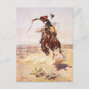 A Bad Hoss by Charles Marion Russell in 1904 Postcard
