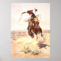 A Bad Hoss by Charles Russell, Vintage Western Art