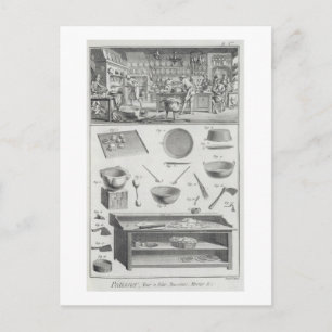 A baker's kitchen and equipment, from the 'Encyclo Postcard