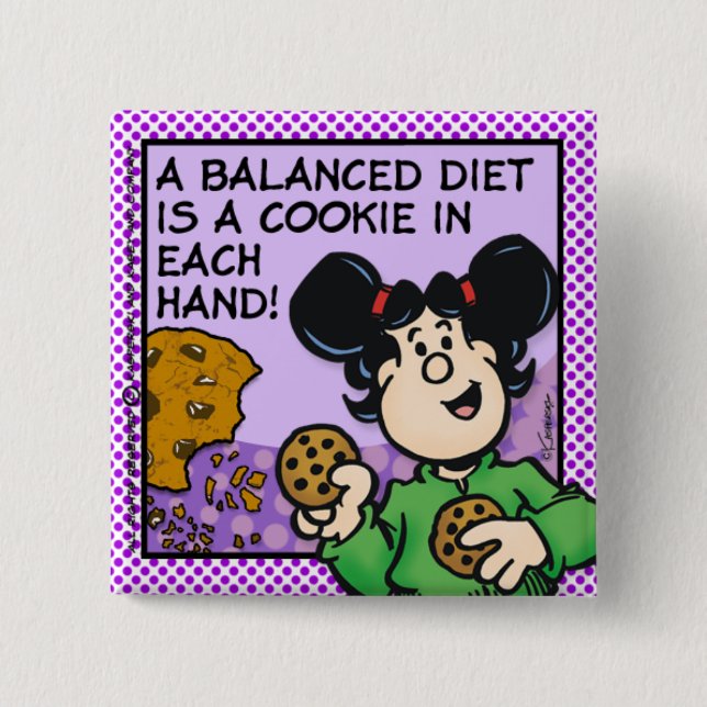 A Balanced Diet 15 Cm Square Badge (Front)
