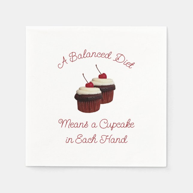 A Balanced Diet Delicious Double Chocolate Cupcake Napkin (Front)