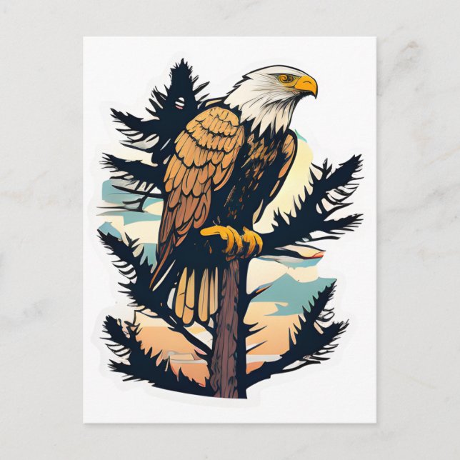A bald eagle perched atop a tree  poastcards postcard (Front)