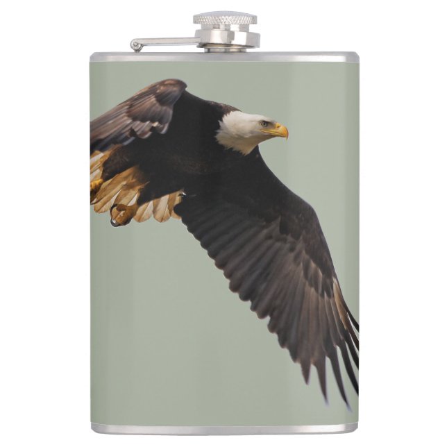 A Bald Eagle Takes to the Sky Hip Flask (Front)