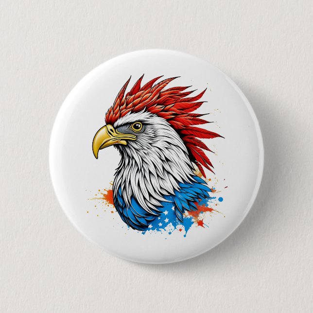 a bald eagle with red 6 cm round badge (Front)