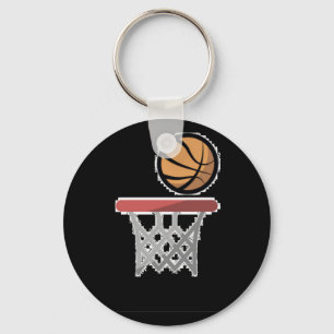 A Ball Entering The Basket Key Ring