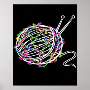 A Ball Of Knitting Wood Lovely Design Poster