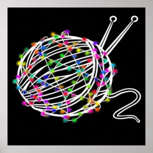A Ball Of Knitting Wood   Lovely Design Poster