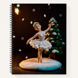 a ballerina dream clay modeling at christmas with notebook