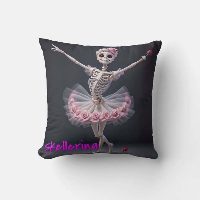 A Ballet Dancing Skeleton - Skellerina Cushion (Front)