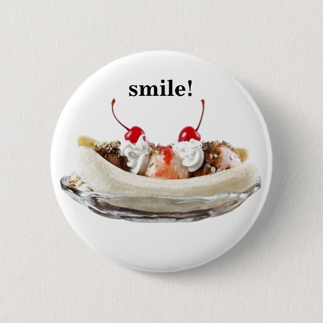 A Banana Split Sundae on a 6 Cm Round Badge (Front)