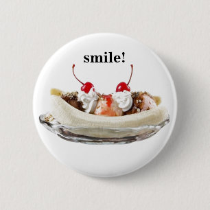A Banana Split Sundae on a 6 Cm Round Badge