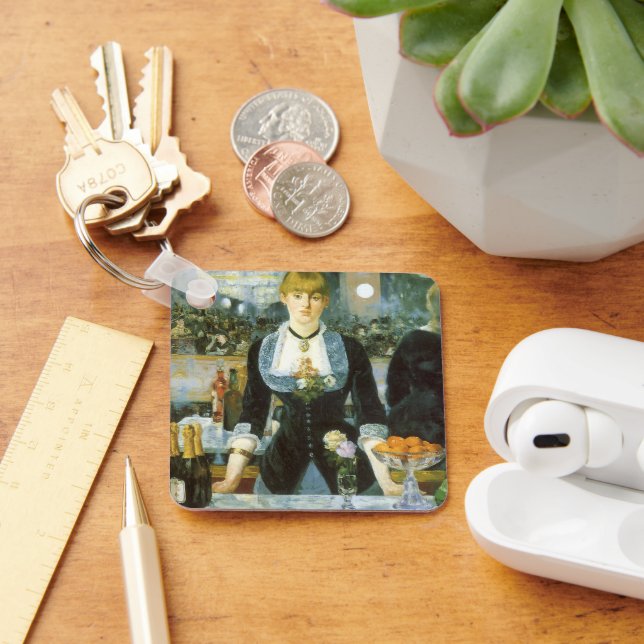 A Bar at the Folies Bergere by Edouard Manet Key Ring (Desk)