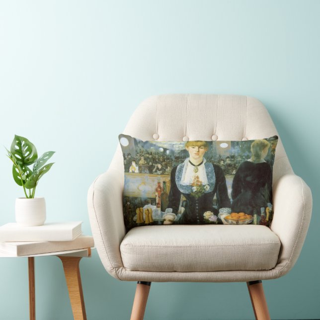 A Bar at the Folies Bergere by Edouard Manet Lumbar Cushion (Chair)