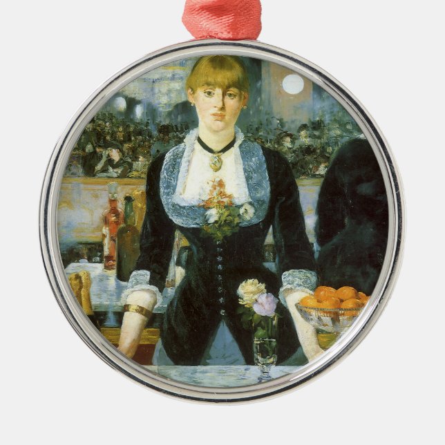 A Bar at the Folies Bergere by Edouard Manet Metal Ornament (Front)