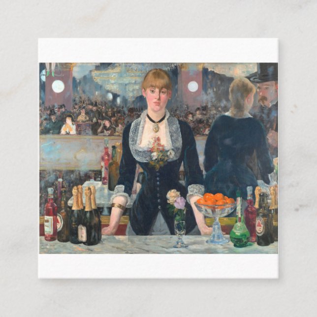 A Bar At The Folies Bergere - Edouard Manet Square Business Card (Front)