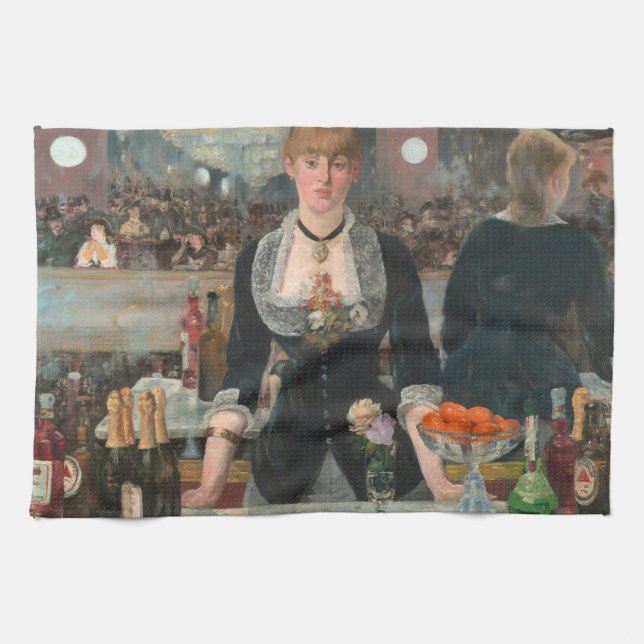 A Bar at the Folies-Bergère Edouard Manet Tea Towel (Horizontal)