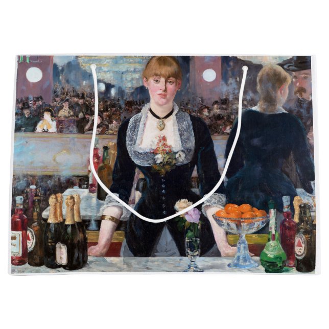 A Bar at the Folies-Bergere, Manet Large Gift Bag (Front)