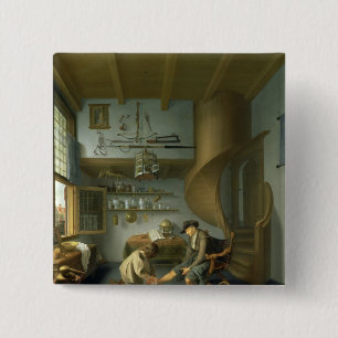 A Barber surgeon tending a peasant's foot 15 Cm Square Badge