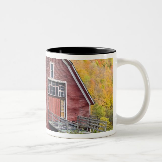 A barn in Vermont's Green Mountains. Hancock, 2 Two-Tone Coffee Mug (Right)