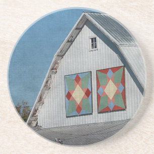 A Barn With Two Quilts Coaster