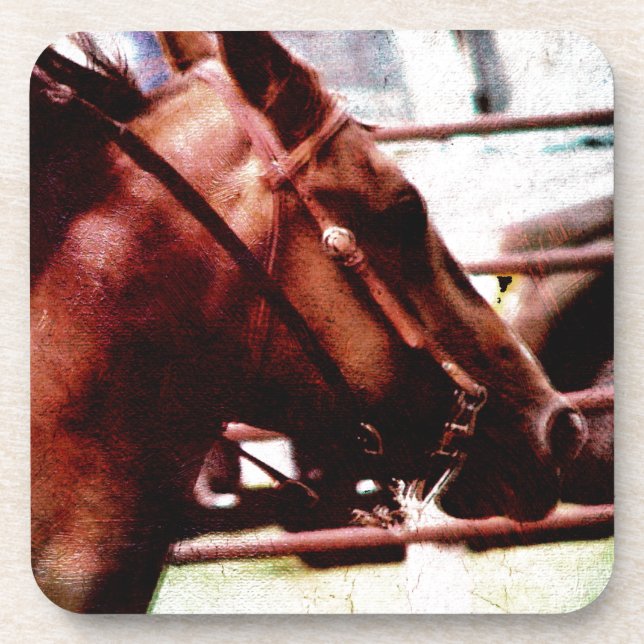 A Barrel Racing Horse Grunge Coaster (Front)