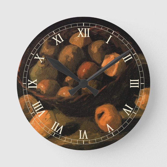 A Basket of Apples by Vincent van Gogh Round Clock (Front)