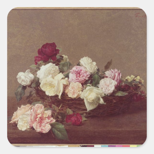 A Basket of Roses, 1890 Square Sticker (Front)