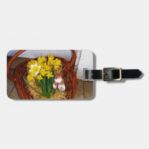 A Basket of Yellow Daffodils and floral Easter Egg Luggage Tag