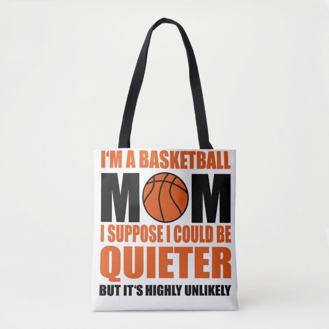 A basketball mum tote bag (Front)