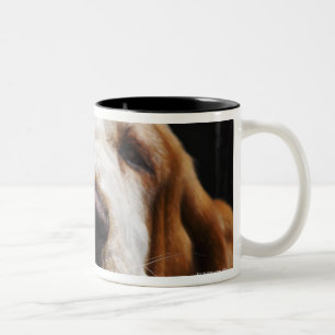 A Basset Hound resting his head Two-Tone Coffee Mug