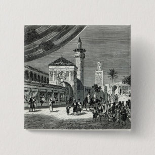 A Bazaar at Tunis 15 Cm Square Badge