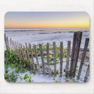 A Beach Fence at Sunset Mouse Pad