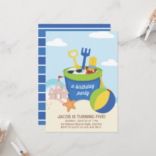 A Beach Party Kid's birthday Party invitation_Blue Invitation