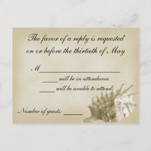 A Beach Wedding RSVP Card (Gold)