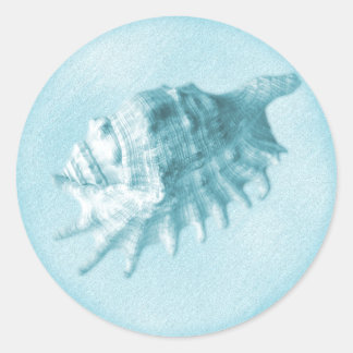A Beach Wedding Seashell Sticker (Blue)