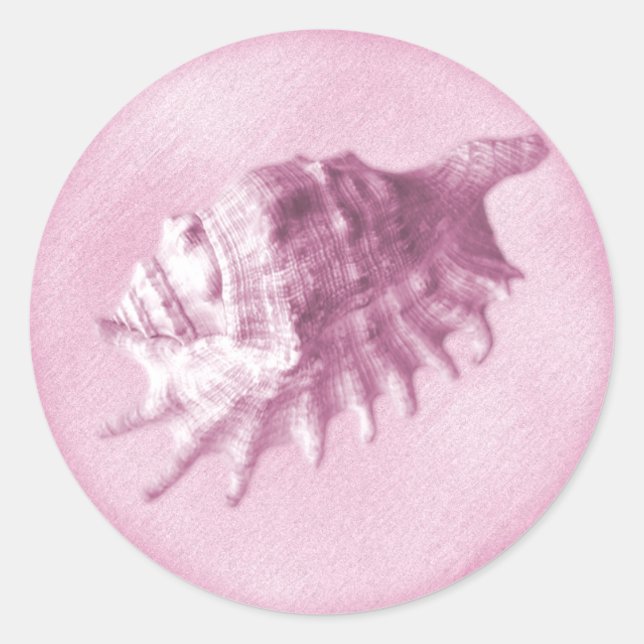 A Beach Wedding  Seashell Sticker (Pink) (Front)