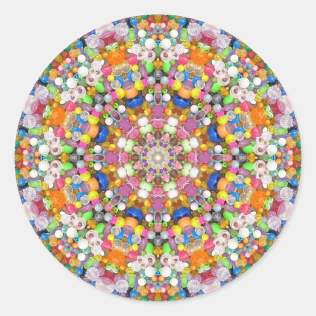 A Bead Mandala Classic Round Sticker (Front)