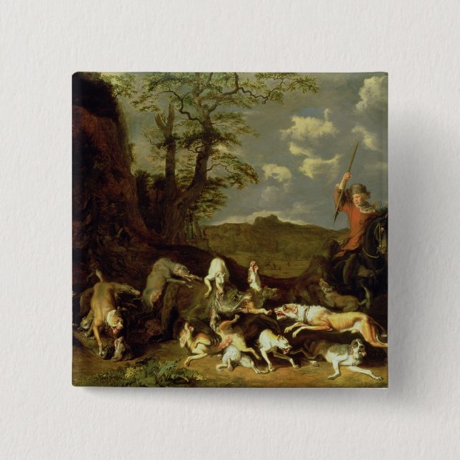 A Bear Hunt, 1655 15 Cm Square Badge (Front)