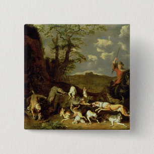 A Bear Hunt, 1655 15 Cm Square Badge