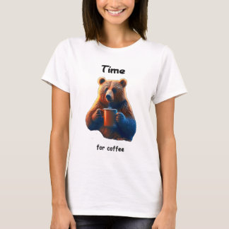 A bear is holding a steaming mug of coffee T-Shirt