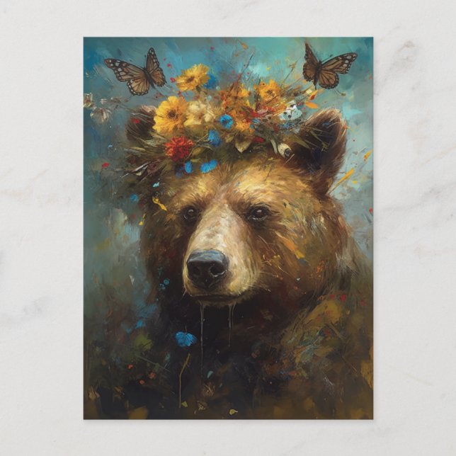 A Bear with a floral crown Postcard (Front)