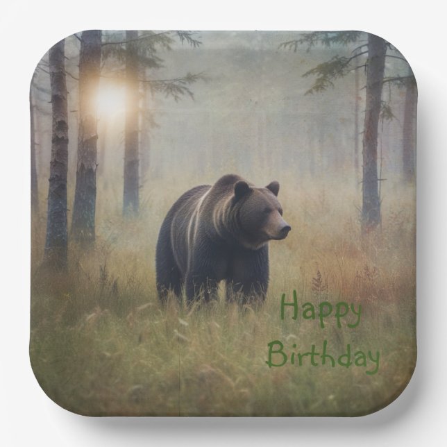 A Beary Happy Birthday Paper Plate (Front)