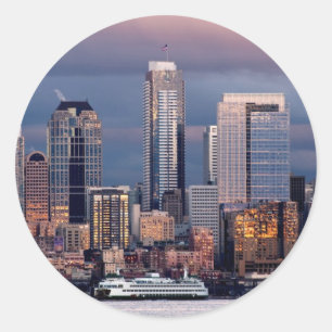 A beautiful and dramatic sunset seen from West Classic Round Sticker