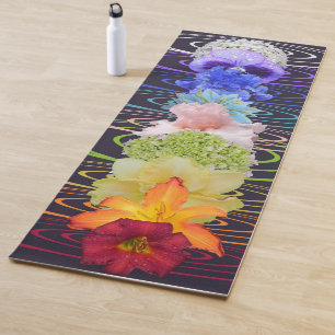 A beautiful base of seven chakras of flowers yoga mat