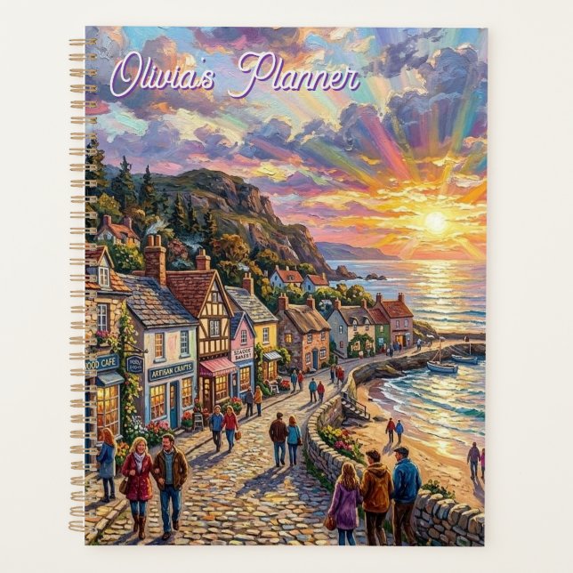 A Beautiful Beach Village Boardwalk at Sunset Planner (Front)