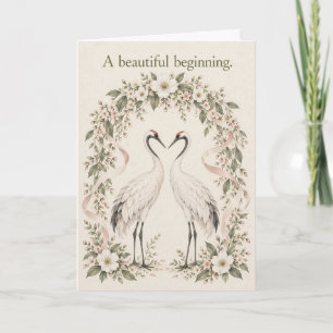 A Beautiful Beginning Botanical Wedding Card