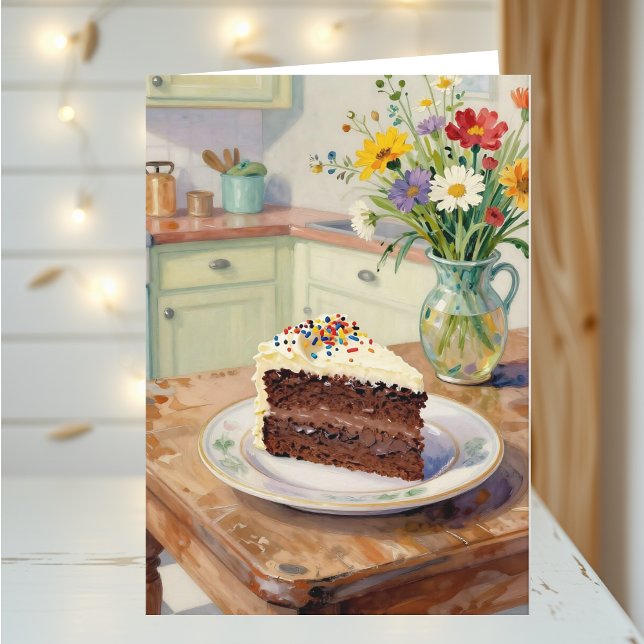 A Beautiful Birthday with Pretty Flowers and Cake Card (Creator Uploaded)