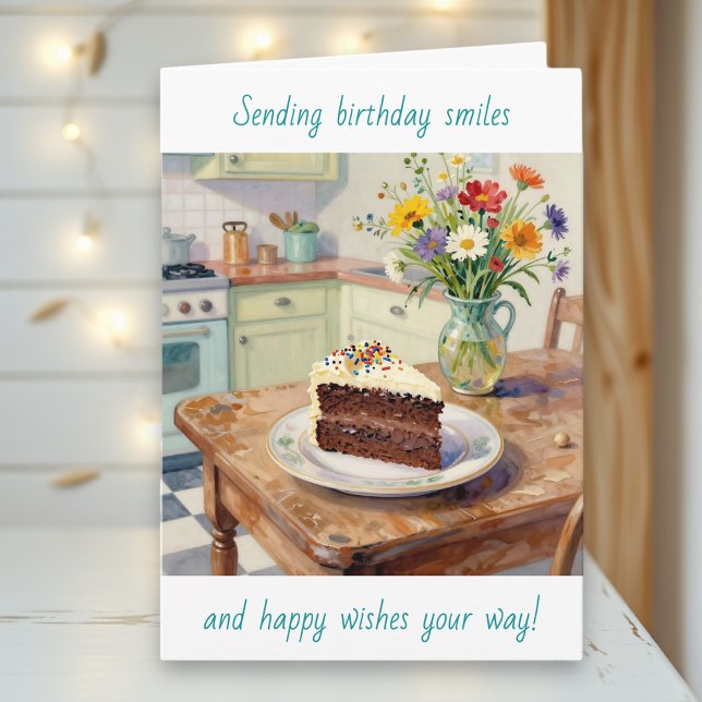 A Beautiful Birthday with Pretty Flowers and Cake Card (Creator Uploaded)