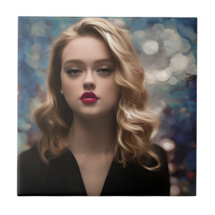 A Beautiful Blonde Woman Ceramic Tile
